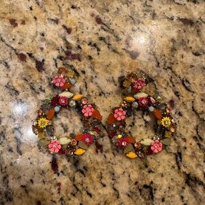 J Crew Floral Multicolor Hoop Earrings